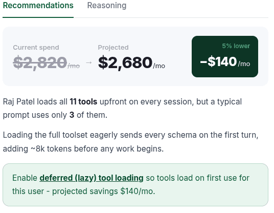 Deferred tool loading recommendation